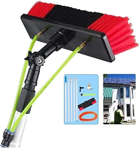 Telescopic Window Cleaning Brush Kit with Water Fed System - Extendable Pole for Solar Panel and Household Glass Maintenance
