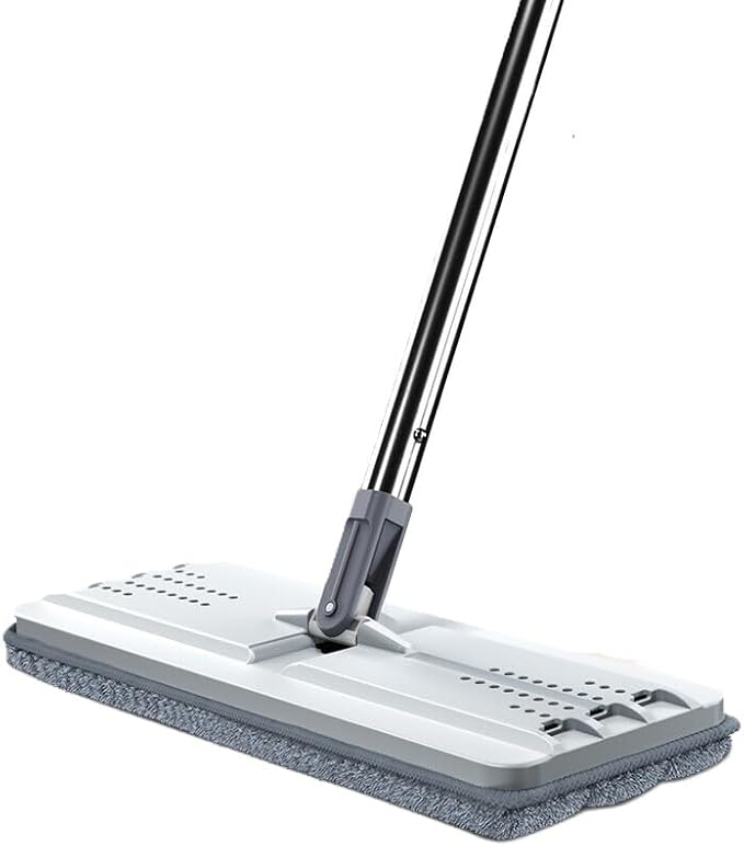 Flat Mop for Floor Cleaning Reusable Microfiber Pad and 360° Swivel Head for Easy Maneuvering Under Furniture Perfect for Hardwood Tile and Stone Surfaces