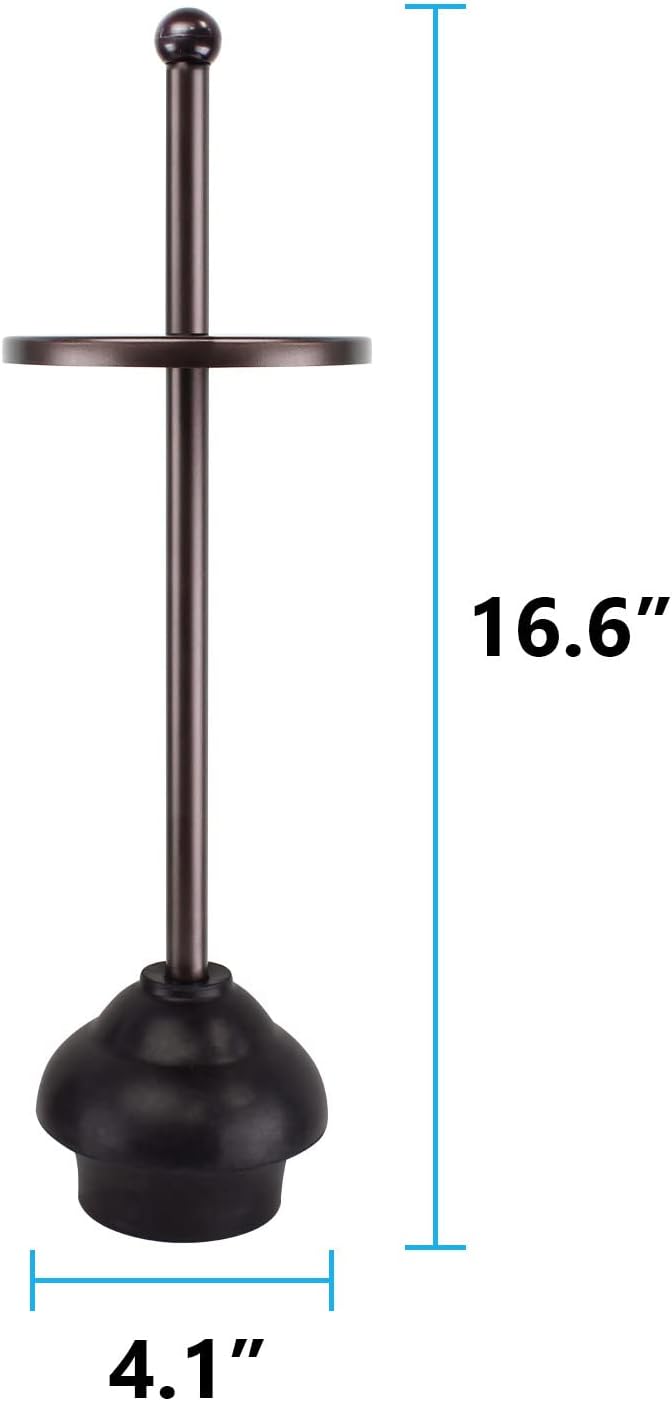 Blue Donuts Toilet Plunger with Holder for Bathroom Multi Drain Suitable Also for Bathtubs Quick Dry Bronze