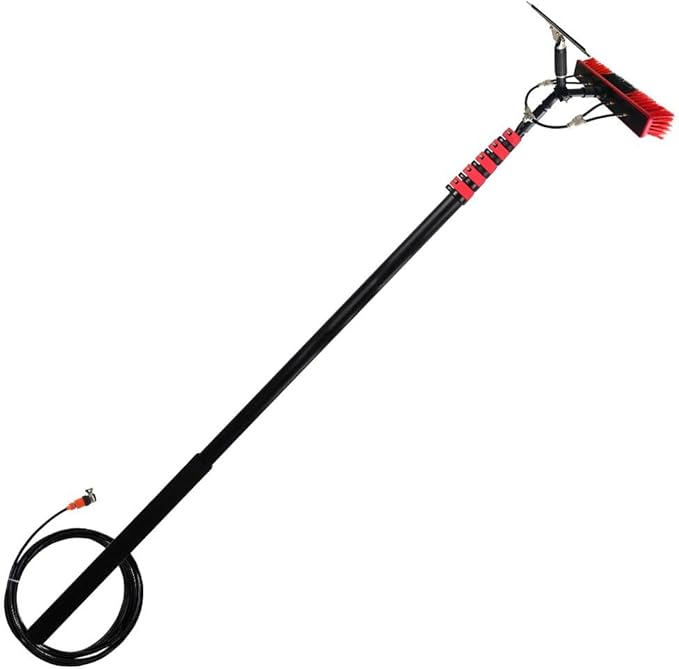 Water Fed Pole Kit Water Fed Brush W/Squeegee Water Fed Cleaning System 3-in-1 Aluminum Outdoor Window Cleaner Cleaning Tool for Window Glass Solar Panel3.6 M/11.8
