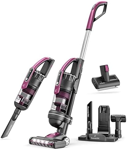 Roomie Tec SlimVac Upright Cordless Vacuum Cleaner Dual Motor Powerful Suction Up to 40 min Runtime Lightweight Includes Pet Brush for Hair HEPA Filter Ideal for Home Cleaning Carpets and Cars