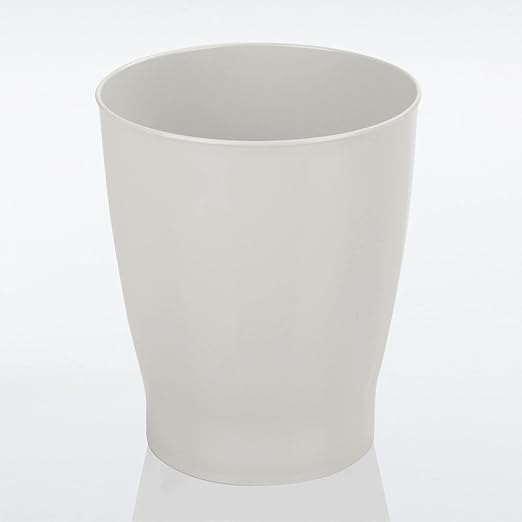 mDesign Round Plastic Bathroom Garbage Can 1.25 Gallon Wastebasket Garbage Bin Trash Can for Bathroom Bedroom and Kids Room - Small Trash Can - Fyfe Collection - Light Gray