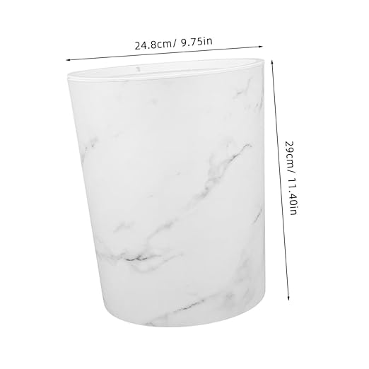 PRETYZOOM Marble Pattern Waste Basket Large Capacity Plastic Kitchen Trash Can for Bathroom Home