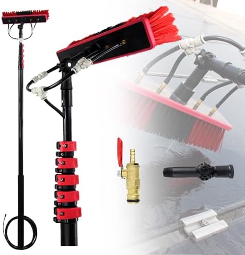 3.6m~10.8m Water Powered Extendable Pole Kit Water Powered Telescopic Brush Window Cleaner Kit Extendable Solar Panel Washing Equipment10.8M/36F