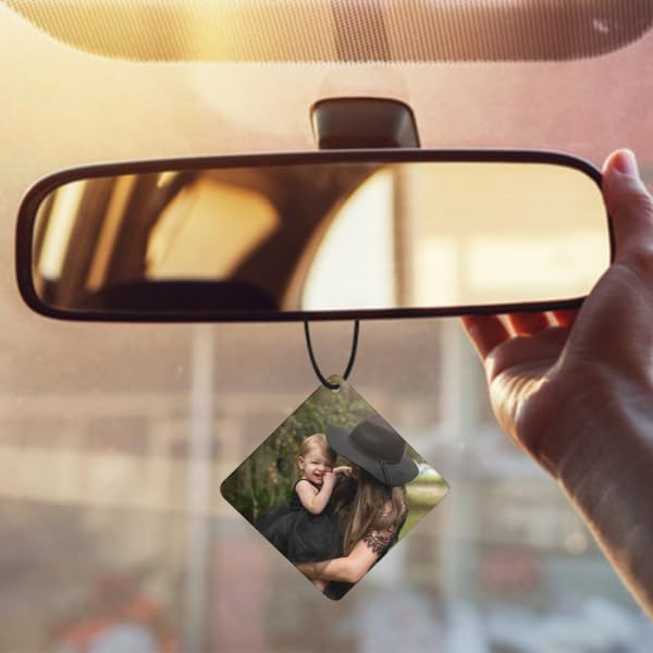 Personalized Air Freshener for Car - Double Sided Photo Custom Car Scents Air Freshener Gift for Valentine’s Day Birthday Ideal for Car Wardrobe Bathroom Hanging Ornaments (Rhombus 3pcs)