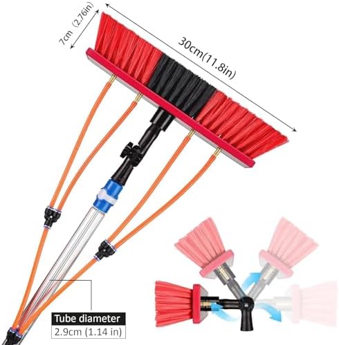 Glass Cleaning Brush Home Water Fed Telescopic Pole Kit Solar Panel Brush Rotating for Photovoltaic PanelSolar Panel Cleaning Brush Adjustable Water Fed Pole Cleaning Kit Water Fed Solar