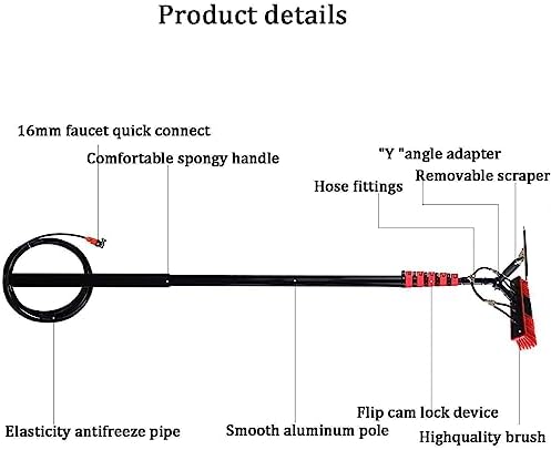 Glass Cleaning Brush Home Water Fed Telescopic Pole Kit Solar Panel Brush Rotating for Photovoltaic PanelAluminum Alloy Cleaning PoleWindow Retractable Water Fed Rod with Squeegee&amp 180° Ro
