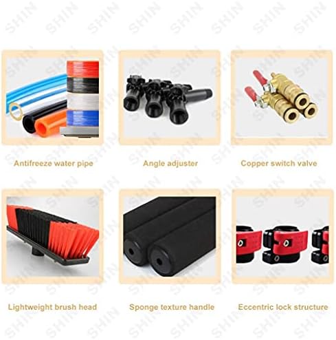 Glass Cleaning Brush Home Water Fed Telescopic Pole Kit Solar Panel Brush Rotating for Photovoltaic PanelWindow Cleaning Brush Window Cleaning Pole Window Cleaner Kit Water/Hose Fed Pole