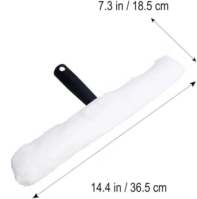 Professional Window Cleaning Combo - Squeegee Microfiber Window Scrubber Tool with Handshake T Handle 5 Replacement Cloths - 14.4 Inch Window Washing Squeegee
