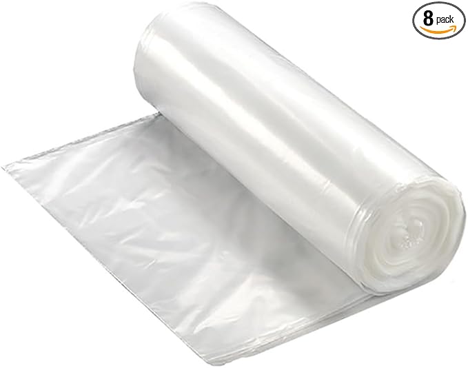 60 Gallon Can Liner 38 x 60 x 14 MIC Clear 8 Rolls of 25 Liners | 200/Case