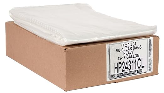 Aluf Plastics 12-16 Gallon 1.0 MIL (equivalent) Thick Clear Heavy Duty Trash Bags - 24 x 31 - Pack of 500 - For Recycling Kitchen Contractor