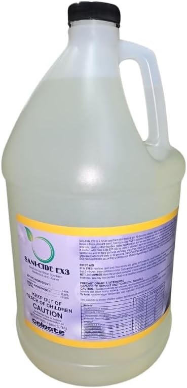 Celeste Sani-Cide EX3 Disinfectant &amp Multi-Purpose Cleaner Case | 4 Gallon Jugs | EPA Registered | Aviation School Bus &amp Transit Interior Cleaner | Safe for Vinyl &amp Plastic