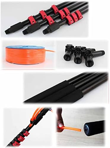 Telescopic Pole Kit Cleaning BrushWater Fed Pole Kit Solar Photovoltaic Panel Car Trucks 20m/65.6ft Hose Rotating Cleaning Brush Adjustable Window Glass Cleaning Pole 2 Water Pores9m/30ft