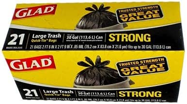 Glad 30 Gal. 3-Ply Strength Strong Large Trash Quick-Tie Bags 21 ct (Pack of 9)