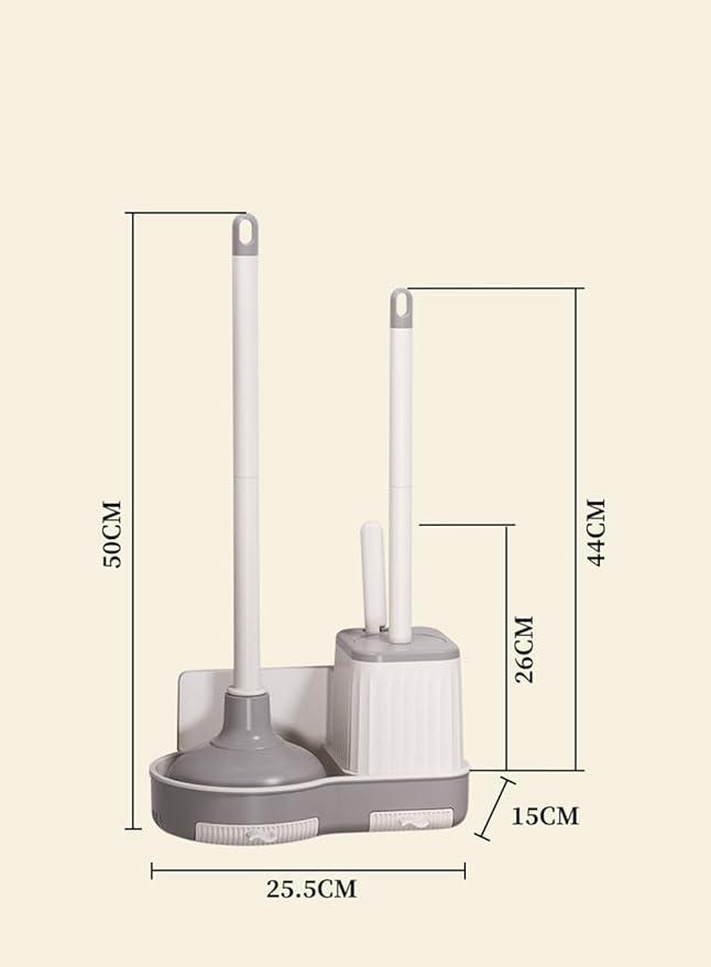 3 in 1 Toilet Plunger Bowl Brush and Holder with Crevice Cleaning Brush Wall Mounted Household Bathroom Cleaning Tools Combo Set