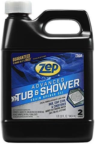Zep Drain Defense Pipe Build-Up Remover (64 Ounces) and Advanced Tub &amp Shower Drain Opener Gel (32 Ounce)
