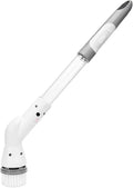 Crgrtght Electric Spin Scrubbers Cordless Spin Scrubbers with 4 Replaceable Brush Heads and Adjust Extension Handle Power Cleaning Brush for Bathroom Tile Floor (White 14.5cm10cm50.5cm)