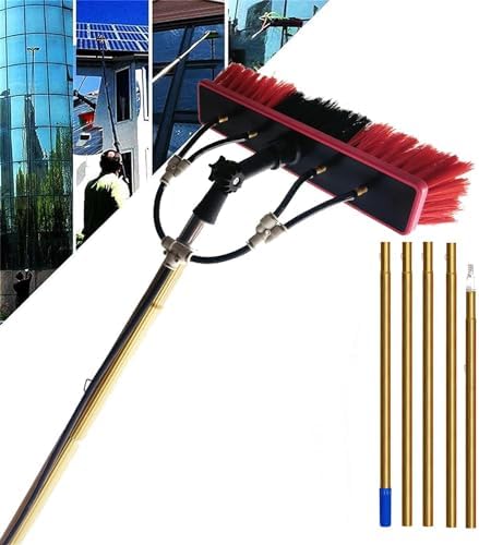 Telescopic Pole Kit Cleaning BrushWindow Cleaning Pole Water Fed Telesbrush Water/Hose Fed Pole Cleaning Photovoltaic and Solar Panels/50Cm Brush/10M Pole
