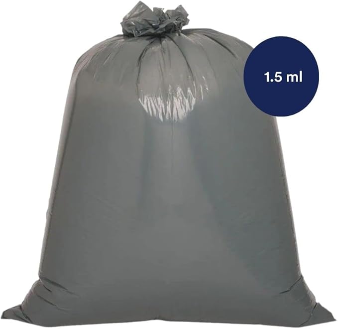 Plasticplace 32-33 Gallon Trash Bags │ 1.5 Mil │ Silver Garbage Can Liners │ 33’” x 39” (100 Count)
