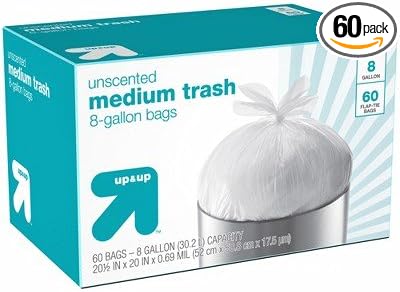 Medium Unscented Flap-Tie Trash Bags - 8 Gallon - 60ct - Up &amp Up White
