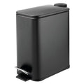 mDesign Slim Metal Rectangle 1.3 Gallon/5 Liter Trash Can with Step Pedal Easy-Close Lid Removable Liner - Narrow Wastebasket Garbage Container Bin for Bathroom Bedroom Kitchen - Black