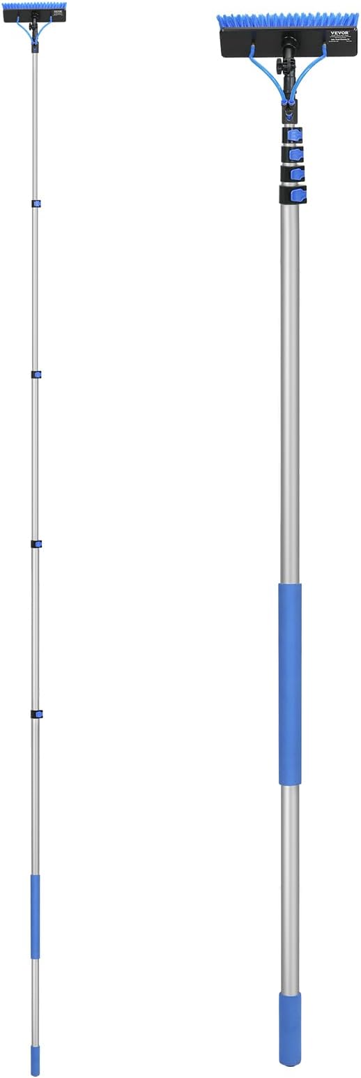VEVOR Water Fed Pole Kit 30FT Solar Panel Cleaning Pole with Extendable Handle 180° Rotatable Brush Head &amp 65.6FT Hose Household &amp Outdoor Window Cleaner Tool for Caravan Solar Panel Deck