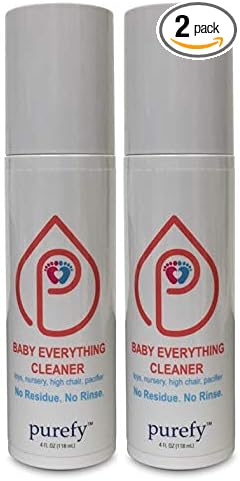 PUREFY Baby Everything Cleaner. Hypoallergenic. No Residue. Unscented. No Rinse. Baby Safe cleaner for Toys Pacifier High Chair and Nursery. (On The Go 2pk)
