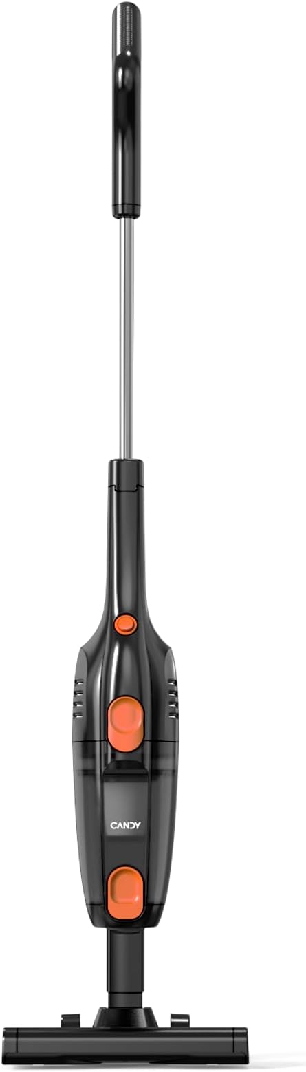 Candy Corded Stick Vacuum Cleaner Powerful Suction Handheld Vacuum with One-Click Dust Disposal 3-in-1 Use for Hard Floor Ceramic Tile 0.8 Liters Capacity Easy Clean