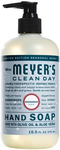 Mrs. MEYER'S Clean Day Snow Drop Scent Variety Pack Liquid Hand Soap 12.5 Fl Oz Dish Soap 16 Fl Oz Multi-Surface Cleaner 16 Fl Oz Room Freshener 8 Fl OzHand Soap Refill 33 Fl Oz 1 CT