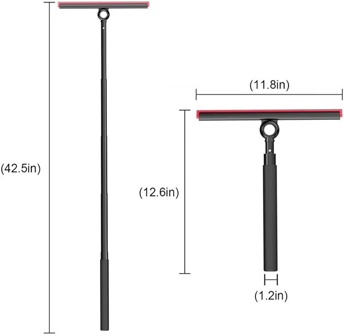 Shower Squeegee for Glass Doors Window Squeegee for HomeSqueegee with Telescopic Extension PoleProfessional Window Cleaning Tool Black for Mirror Glass Ceramic Tile
