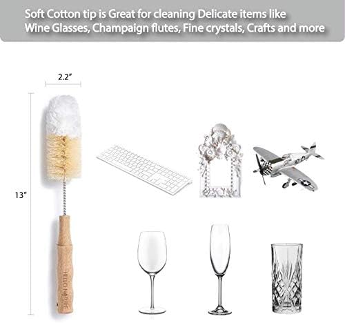 4 Pcs Bamboo Bottle Brush Set by HELLO NATURE – Long Handle Cleaning Brushes for Water Bottles Baby Bottles &amp Glassware Sustainable &amp Plastic-Free