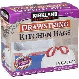 Kirkland Signature Drawstring Kitchen Trash Bags 13 Gallon Pack of 2