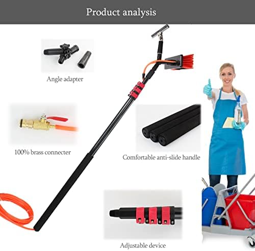 Glass Cleaning Brush Household Water Supply Telescopic Pole Kit Solar Panel Rotating Brush Solar Photovoltaic PanelsWindow Cleaning PoleWater Fed Pole Kit with Hose Spray &amp Squee