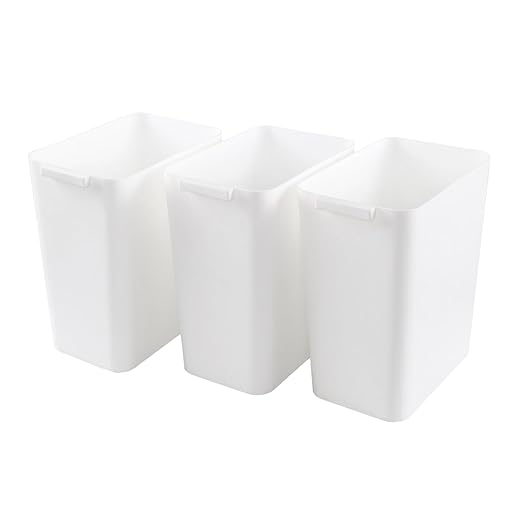 4.5 Gallon Deskside Plastic Wastebasket Rectangular Open Garbage Container Basket for Office and Home 3 Packs White