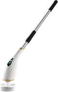 Cordless Electric Spin Scrubber with 2/6/8 Heads for Elderly 59 Extendable Handle 2 Speeds 480RPM 4000mAh Battery IPX7 Waterproof for Bathroom Shower Tile Floor Kitchen (8 Heads)