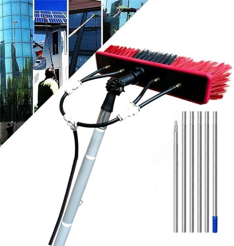 Glass Cleaning Brush Home Water Fed Telescopic Pole Kit Solar Panel Brush Rotating for Photovoltaic Panel3m-9m Adjustable Solar Panel Cleaning Brush and Pole Window Cleaner Brush &amp Water F