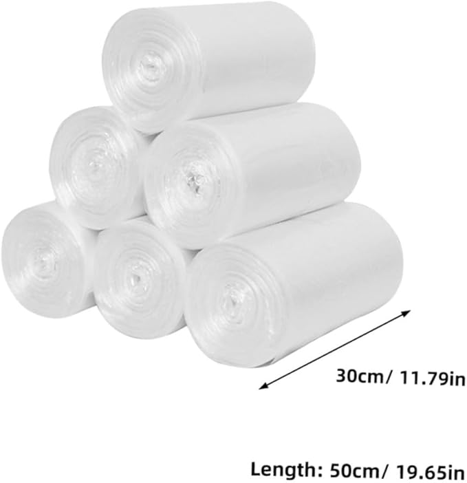 6 Rolls Thickened Plastic Garbage Bags Kitchen Bathroom Trash Can Liners 45x50cm Flat Mouth Disposable Trash Bags for Household Use