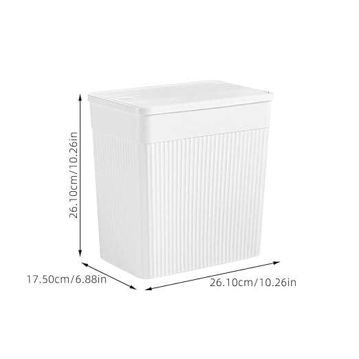 Unomor Narrow Slim Bathroom Trash Can Press Type Lid Wastebasket for Bedroom Kitchen and Office Modern Design Space-Saving Garbage Pail