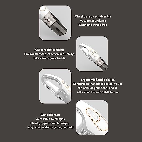 HURRISE Handheld Vacuum Cleaner Cordless Vacuum Cleaner for Pet Hair Carpet Multifunction Strong Suction Powerful Cordless Vacuum Cleaner for Hardwood Floor Carpet Pet Car