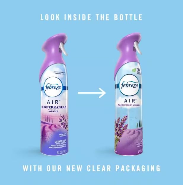Generic F.e.b.r.e.z.e Air Mist Odor-Fighting Air Freshener 8.8 oz. Aerosol Can Pack of 2 (Mediterranean Lavender) Clear