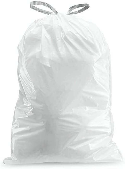 Plasticplace Custom Fit Trash Bags │ White Drawstring Garbage Liners 40-65 Liter │ 25.25'' x 32.75'' &amp Trash Bags │simplehuman (x) Code J White Drawstring Garbage Liners 38-40 Liter │ 21'' x 28''