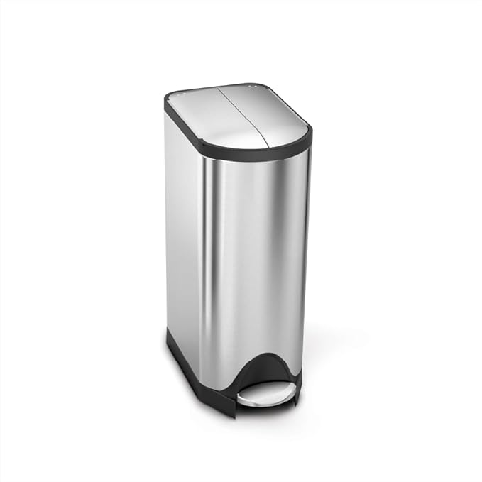simplehuman 30 Liter / 8 Gallon Butterfly Lid Kitchen Step Trash Can Brushed Stainless Steel