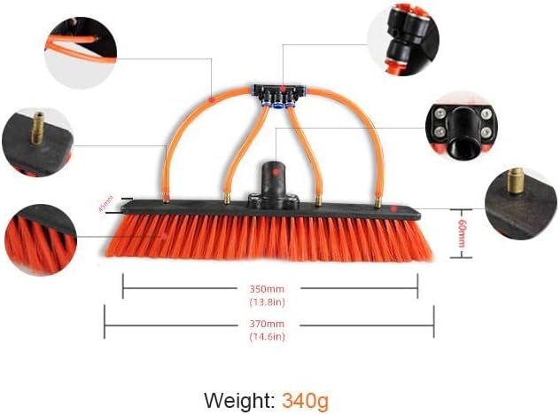 Window Cleaning Pole/Water Fed Telescopic Brush/Extendable Cleaner Conservatory Roof Telescopic Water fed Cleaning Pole with Big Brush and Squeegee ToolsBrush Head