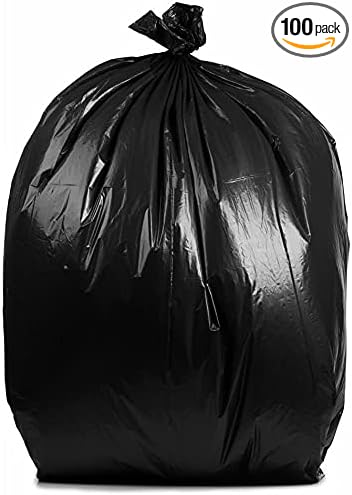 PlasticMill Heavy Duty Trash Bags - Black Garbage Bags - Plastic Trash Bags - Tall Trash Bags Trash Can Liners - 50-60 Gallon Large Kitchen Trash Bags 1.2 Mil 38x58 (100-Count)