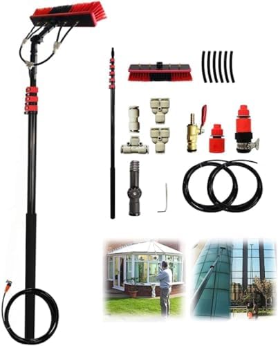 Glass Cleaning Brush Home Water Fed Telescopic Pole Kit Solar Panel Brush Rotating for Photovoltaic Panel12FT Water Fed Pole Kit Extendable Window Cleaning Brush Telescopic Water Fed Brush