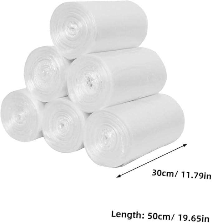 HOMSFOU 6 Rolls Thickened Small Plastic Trash Bags for Home Bathroom Wastebasket Liners 45x50cm Flat Mouth Disposable Garbage Bags with Breakpoints