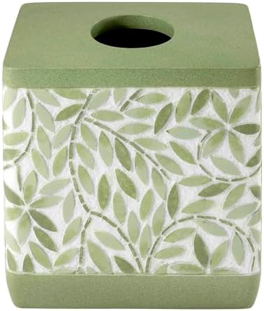 Avanti Linens - Tissue Box Cover Resin Countertop Accessories Guest Bathroom Essentials (Stratford Collection Green)
