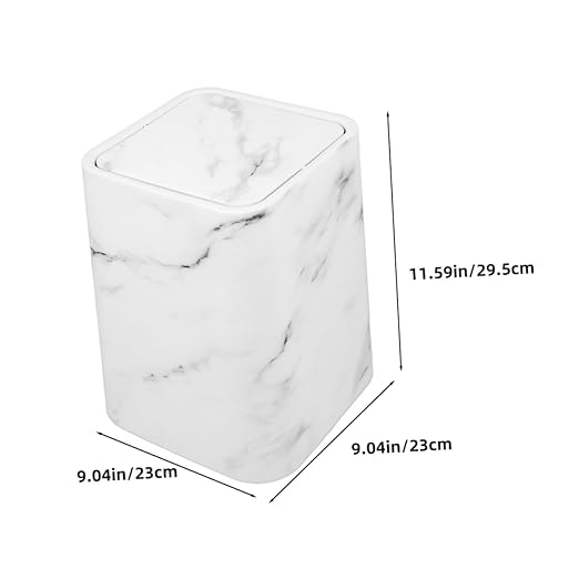 Veemoon Marble Wastebasket with Lid Bin for Bathroom Kitchen and Office Versatile Design Adequate Capacity for Home and Hotel Use
