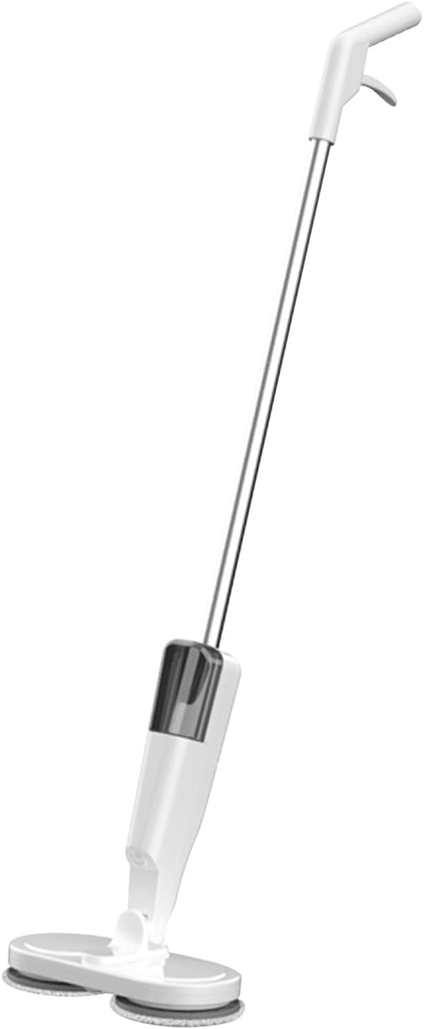 Electric Mop Lightweight Cordless with Water Sprayer Rechargeable 2000mAh Battery White - Retractable Rod Quiet Operation Ideal for Hardwood Tile and Marble Floors (White)