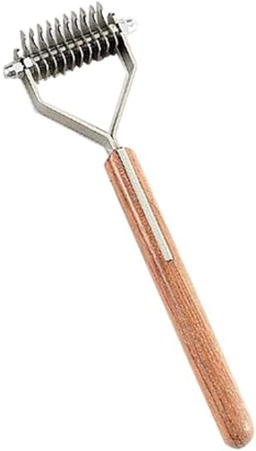 Mars Coat King Dematting Undercoat Grooming Rake Stripper Tool for Dogs and Cats Stainless Steel with Wooden Handle for Thick Coats 10-Blade Stripper for Groomers Pet Owners